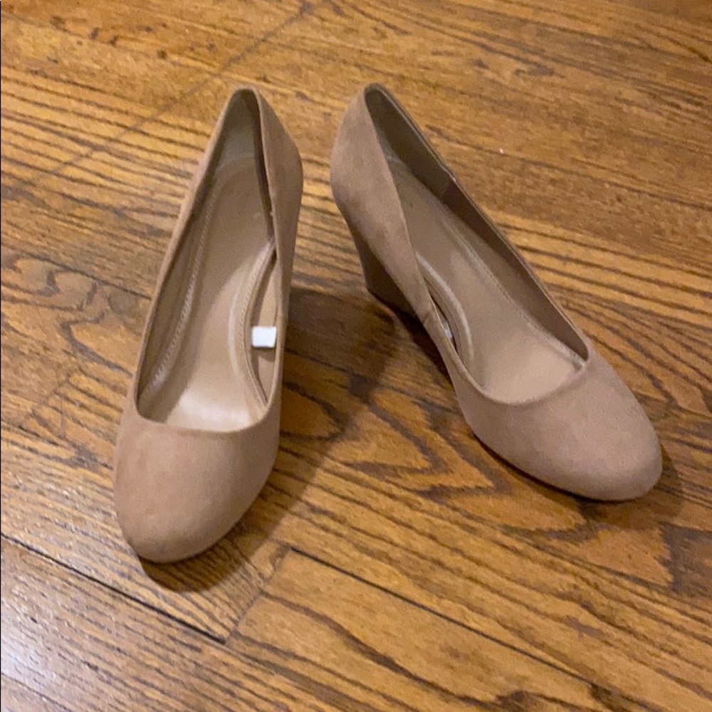 Nude Suede Work Wedges